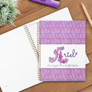 Ariel girls A name and meaning purple pink Planner