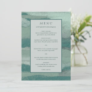 Ariel Teal Green Abstract Coastal Modern Wedding Menu