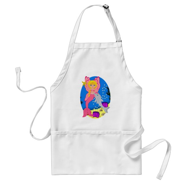 Ariel the Pink Merfaery and Dolphin Apron (Front)