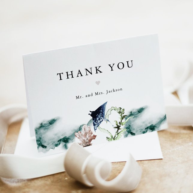 ARIEL Tropical Beach Coral Ocean Manta Ray Thank You Card (Creator Uploaded)