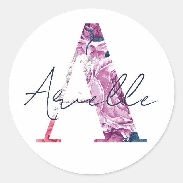 Arielle Name Custom Sticker Girls Label Floral A (Front)