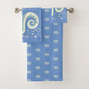 ARIES, Abstract Design of the Zodiac Sign,  Bath Towel Set
