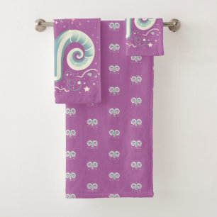ARIES, Abstract Design of the Zodiac Sign, Bath Towel Set