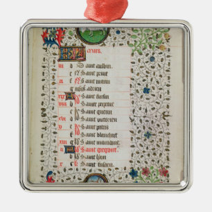 Aries and a man felling trees metal tree decoration