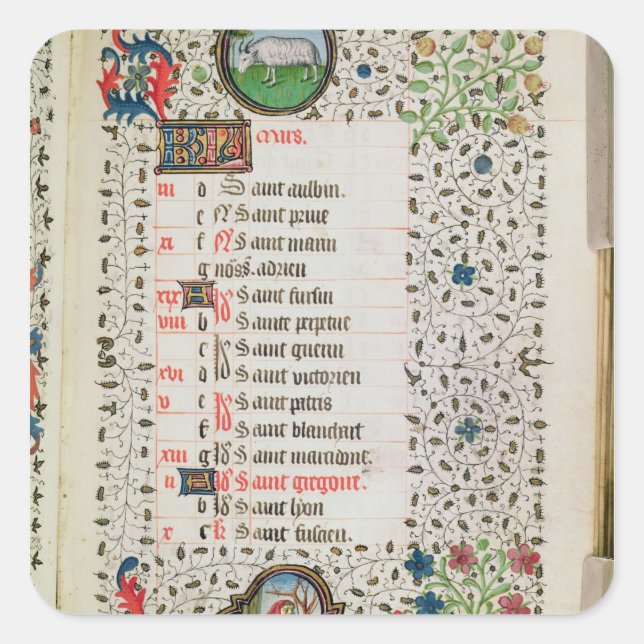 Aries and a man felling trees square sticker (Front)