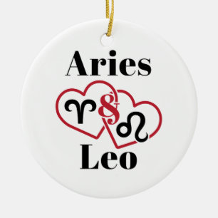 Aries and Leo Couples Zodiac Horoscope Ceramic Ornament