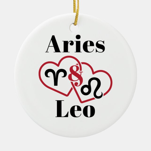 Aries and Leo Couples Zodiac Horoscope Ceramic Ornament (Front)
