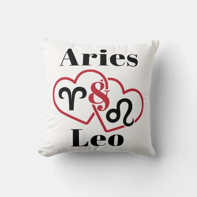 Aries and Leo Couples Zodiac Horoscope Cushion (Front)