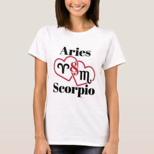 Aries and Scorpio Couple Zodiac Astrology Hearts T-Shirt