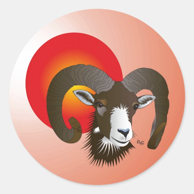 Aries - Animal label sticker (Front)