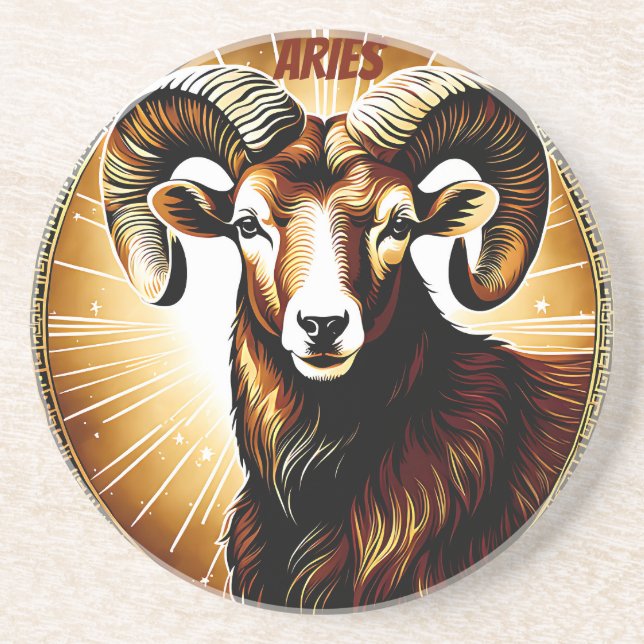 Aries astrological sign coaster (Front)