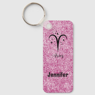 Aries astrological sign & editable name key ring