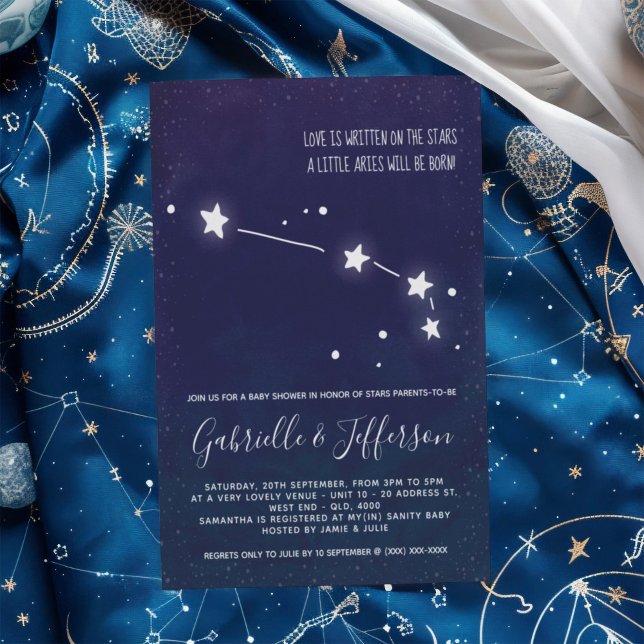 Aries Astrology Baby Shower Invitation (Celebrate with the star sign your little one will be born under. Nature takes its course.)