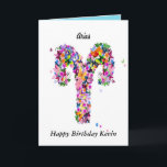 Aries Astrology Birthday Card<br><div class="desc">Astrology Birthday Card
 Completely customise these gorgeous cards
 with any text you like. This special card can be any colour you like,  
 just change the template colour using the colour wheel,  and 
 add your own text to our text areas,  give it your own personal touch.</div>