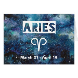 Aries Astrology Blue Watercolor Galaxy Birthday