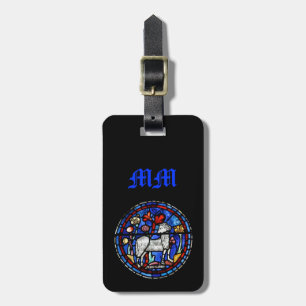 Aries Astrology Gothic Stained Glass Luggage Tag