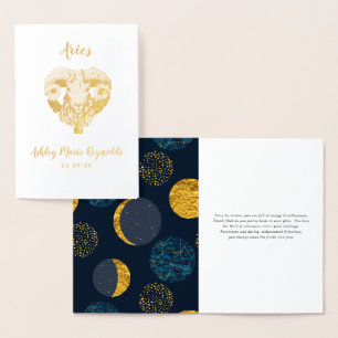 Aries Astrology Personalised Zodiac Sign Foil Card