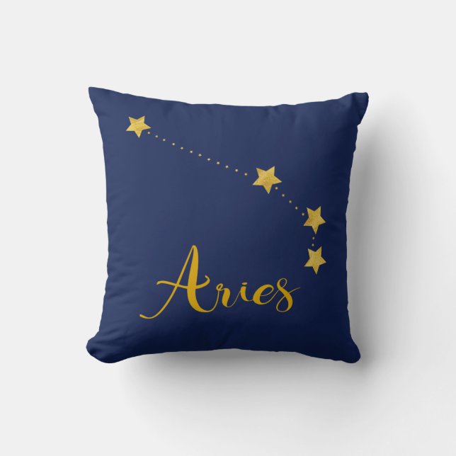 Aries Astrology with Constellation of Stars Cushion (Front)