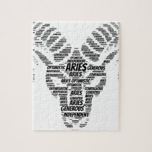 Aries Astrology Zodiac Sign Word Cloud Jigsaw Puzzle