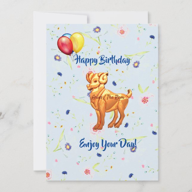 Aries Birthday (March 21 – April 19)  Card (Front)