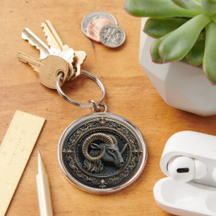 Aries-Black and Gold zodiac Astrology Keychain
