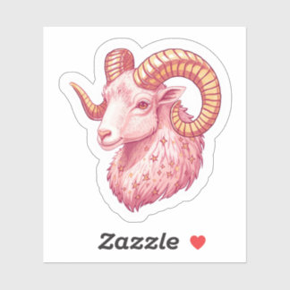 Aries Celestial Zodiac Sticker -Aesthetic Pink Art