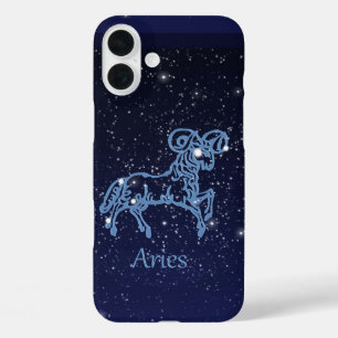 Aries Constellation and Zodiac Sign with Stars iPhone 16 Plus Case