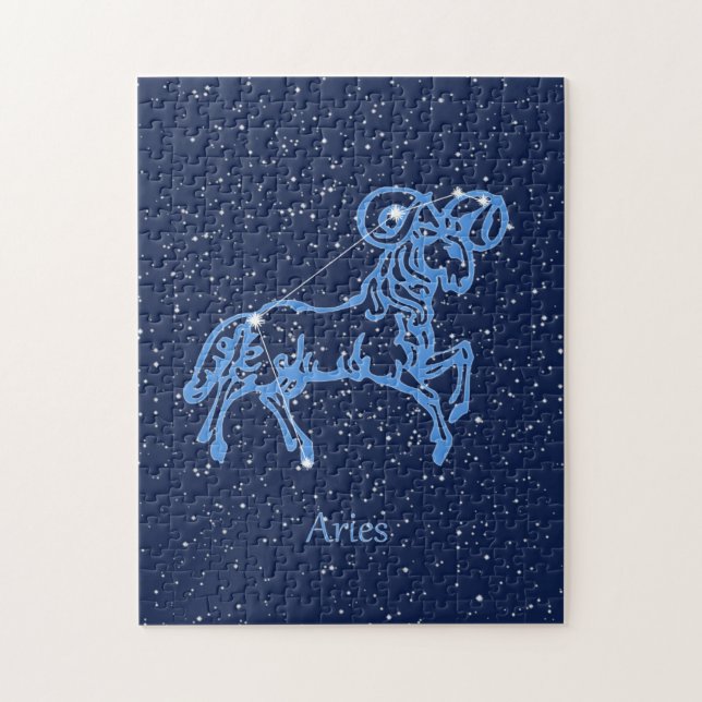 Aries Constellation and Zodiac Sign with Stars Jigsaw Puzzle (Vertical)
