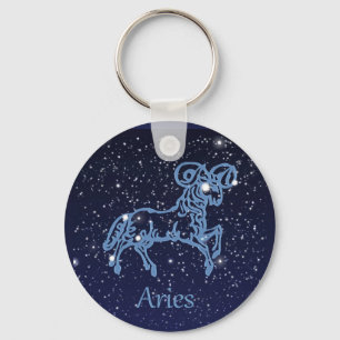 Aries Constellation and Zodiac Sign with Stars Key Key Ring