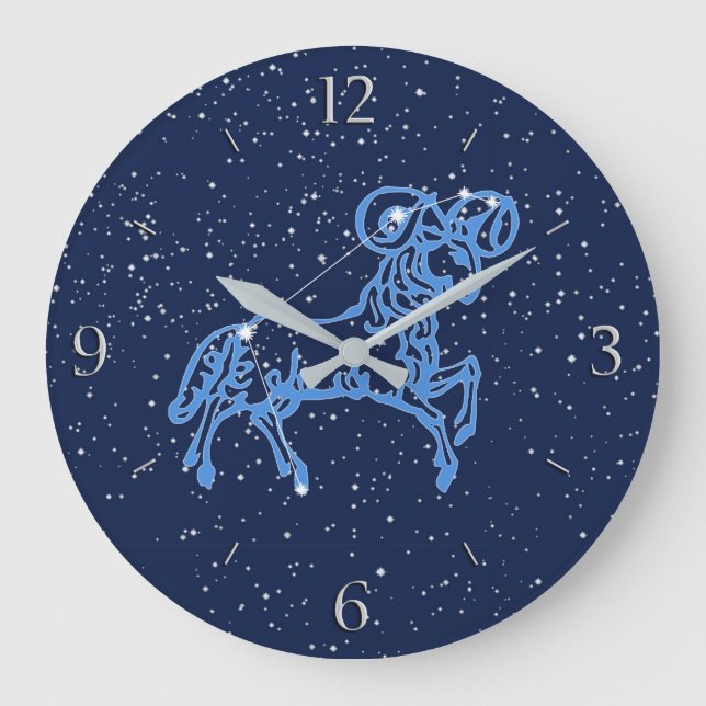 Aries Constellation and Zodiac Sign with Stars Large Clock (Front)