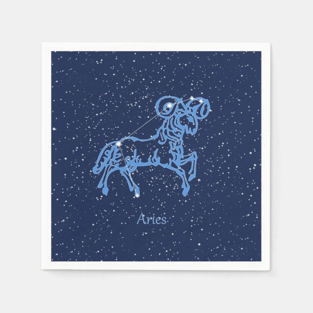 Aries Constellation and Zodiac Sign with Stars Napkin (Front)