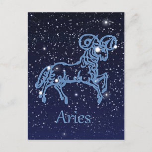 Aries Constellation and Zodiac Sign with Stars Postcard
