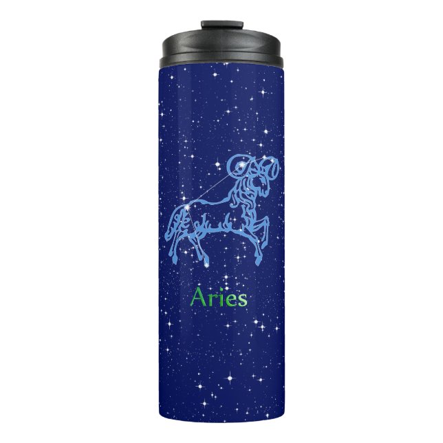 Aries Constellation and Zodiac Sign with Stars Thermal Tumbler (Front)