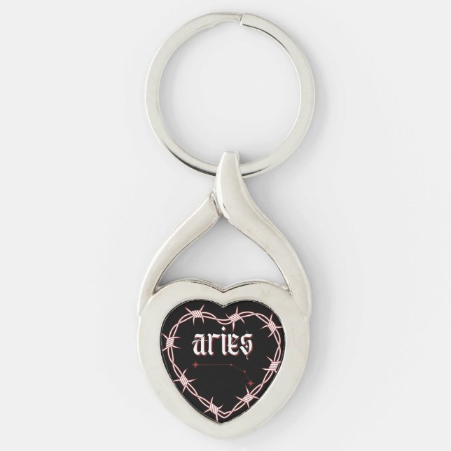 Aries Constellation Gothic Aesthetic Barbed Wire Key Ring (Front)