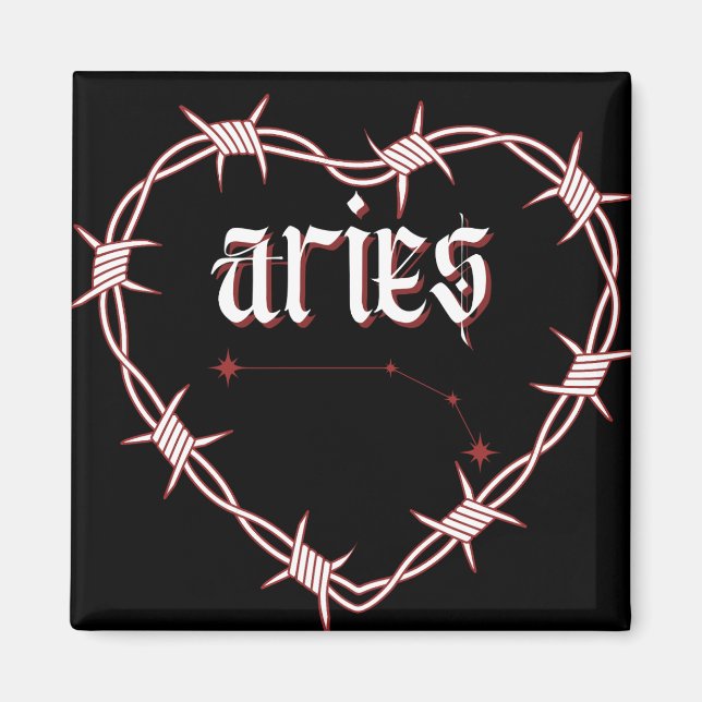 Aries Constellation Gothic Aesthetic Barbed Wire Magnet (Front)