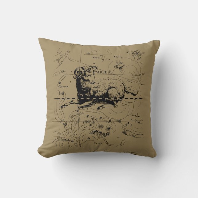 Aries Constellation Hevelius 1690 March 21 - Apr19 Cushion (Front)
