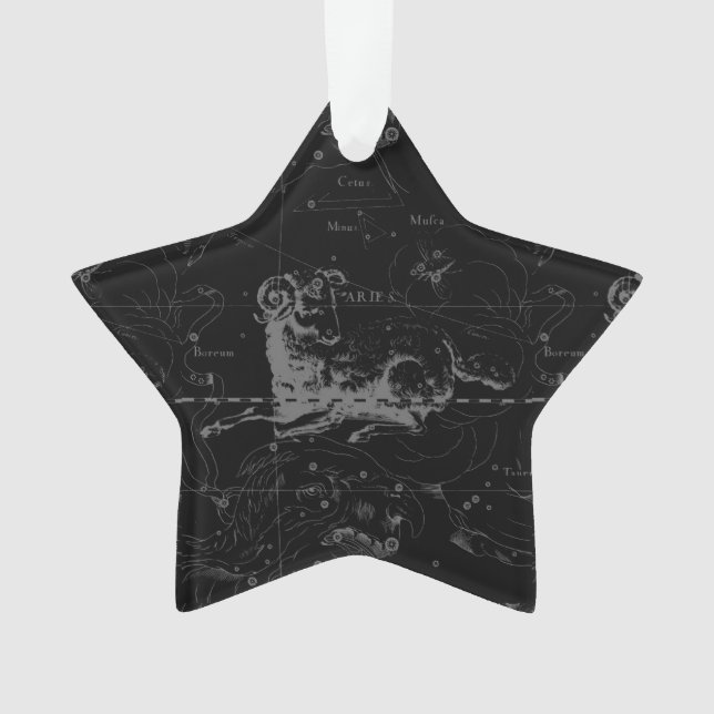 Aries Constellation Map Engraving by Hevelius Ornament (Front)