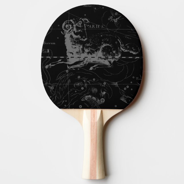 Aries Constellation Map Engraving by Hevelius Ping Pong Paddle (Back)