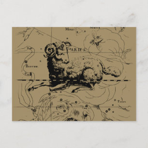 Aries Constellation Map Hevelius 1690 Postcard