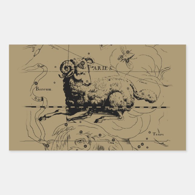 Aries Constellation Map Hevelius 1690 Rectangular Sticker (Front)