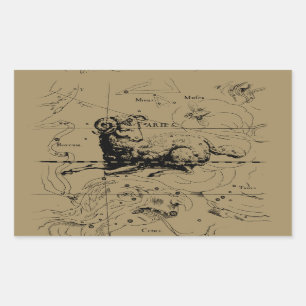 Aries Constellation Map Hevelius 1690 Rectangular Sticker