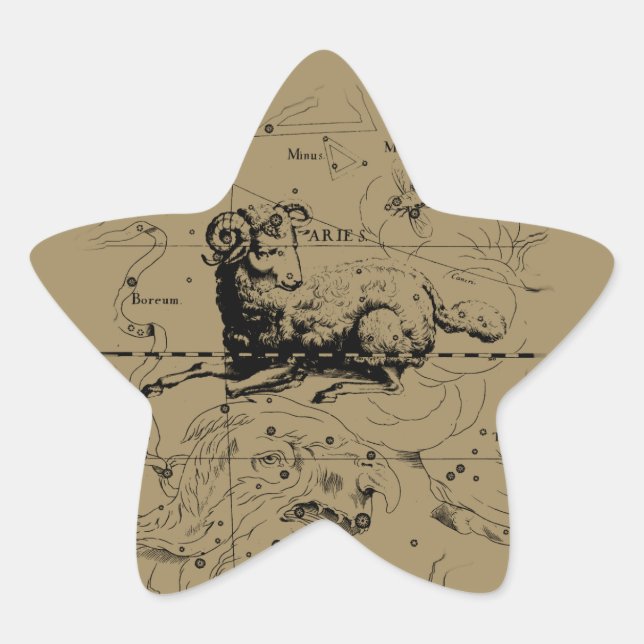 Aries Constellation Map Hevelius 1690 Star Sticker (Front)