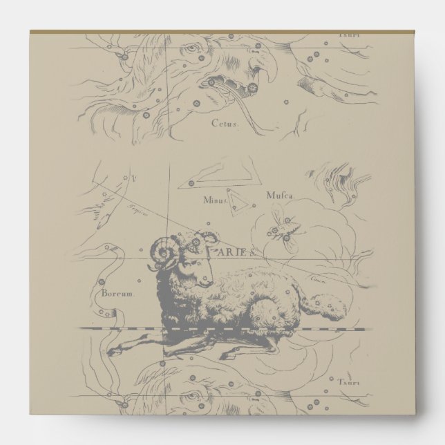 Aries Constellation Map Hevelius circa 1690 Envelopes (Front)