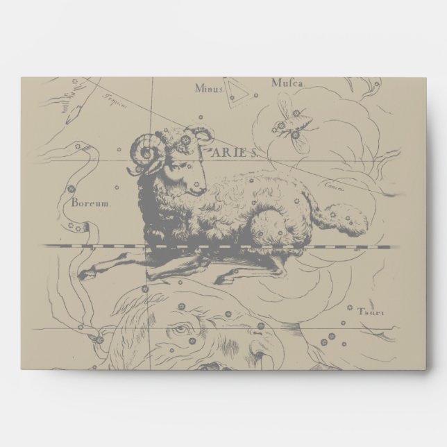 Aries Constellation Map Hevelius circa 1690 Envelopes (Front)