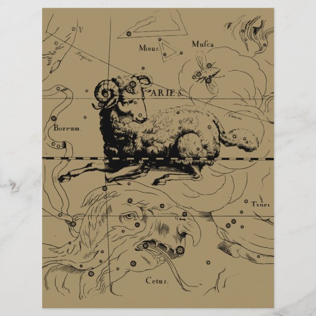 Aries Constellation Map Hevelius circa 1690 Flyer (Front)
