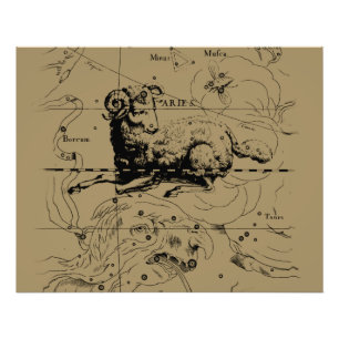 Aries Constellation Map Hevelius circa 1690 Photo Print