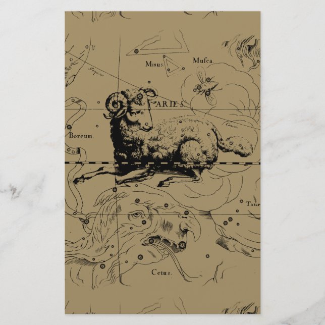Aries Constellation Map Hevelius circa 1690 Stationery (Front)