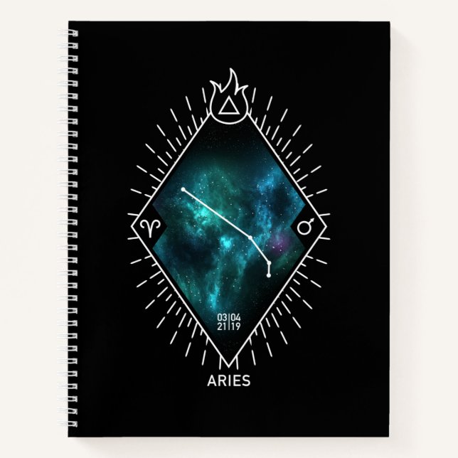Aries Constellation & Zodiac Symbol Notebook (Front)