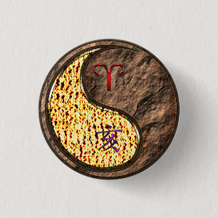 Aries & Earth Boar 3 Cm Round Badge