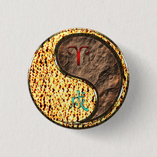 Aries & Earth Dog 3 Cm Round Badge